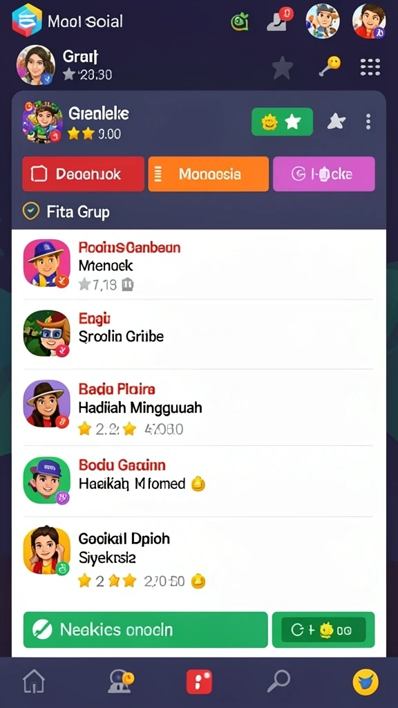 Menu permainan lengkap dengan pilihan kategori.