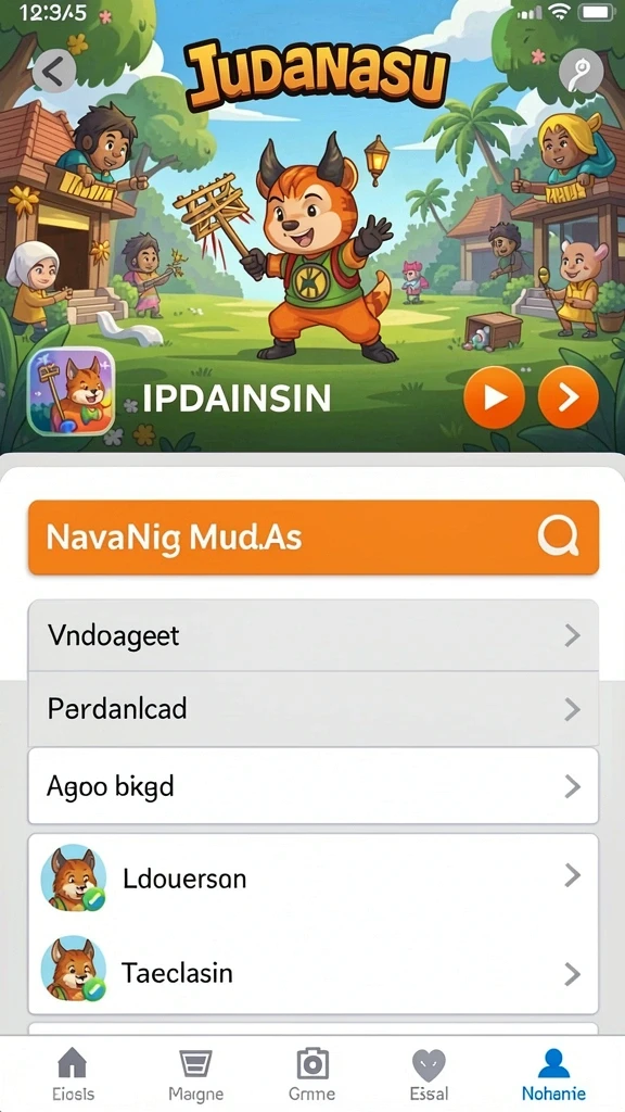 Menampilkan karakter unik dalam game yang seru.