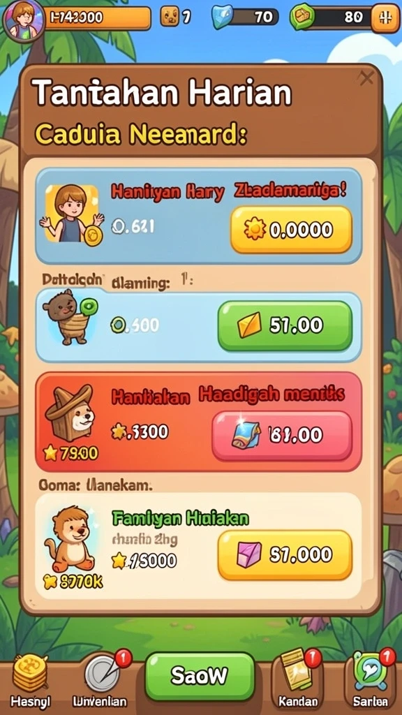 Peta permainan yang penuh warna dan dinamis.