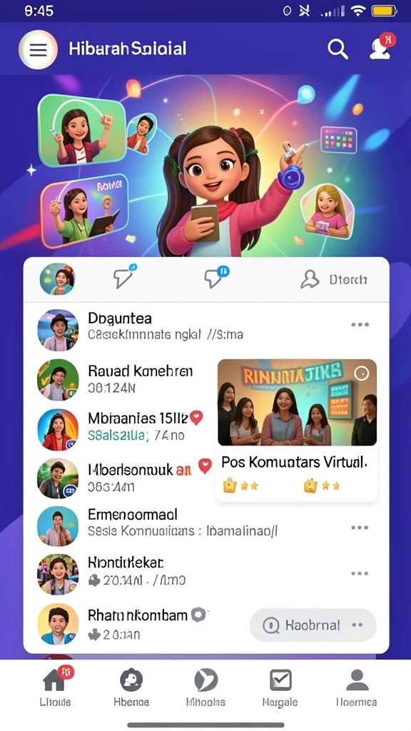 Fitur sosial untuk berinteraksi dengan pemain lain.